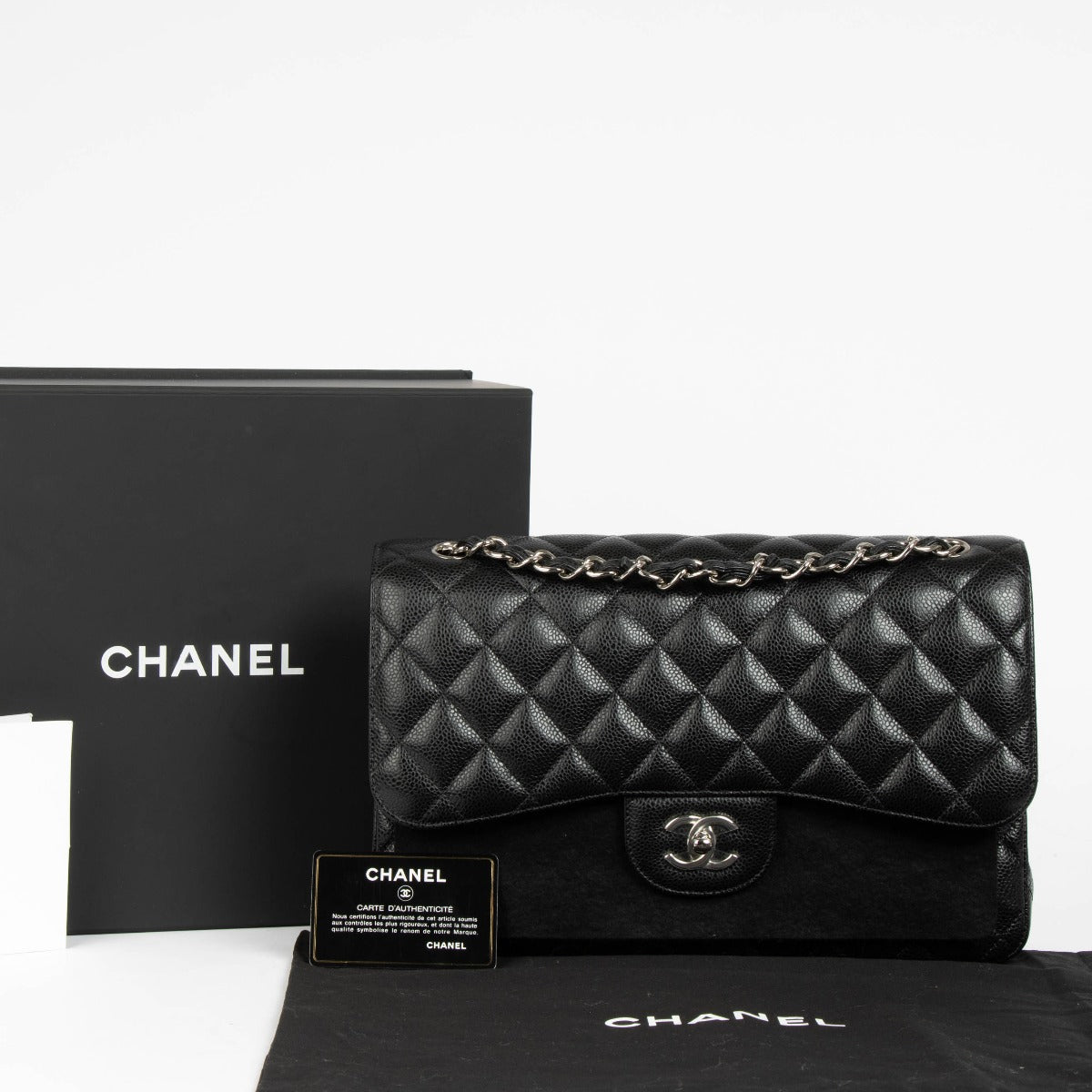 Authentic Chanel Black Caviar Large/Jumbo Classic Bag on Labellov.com