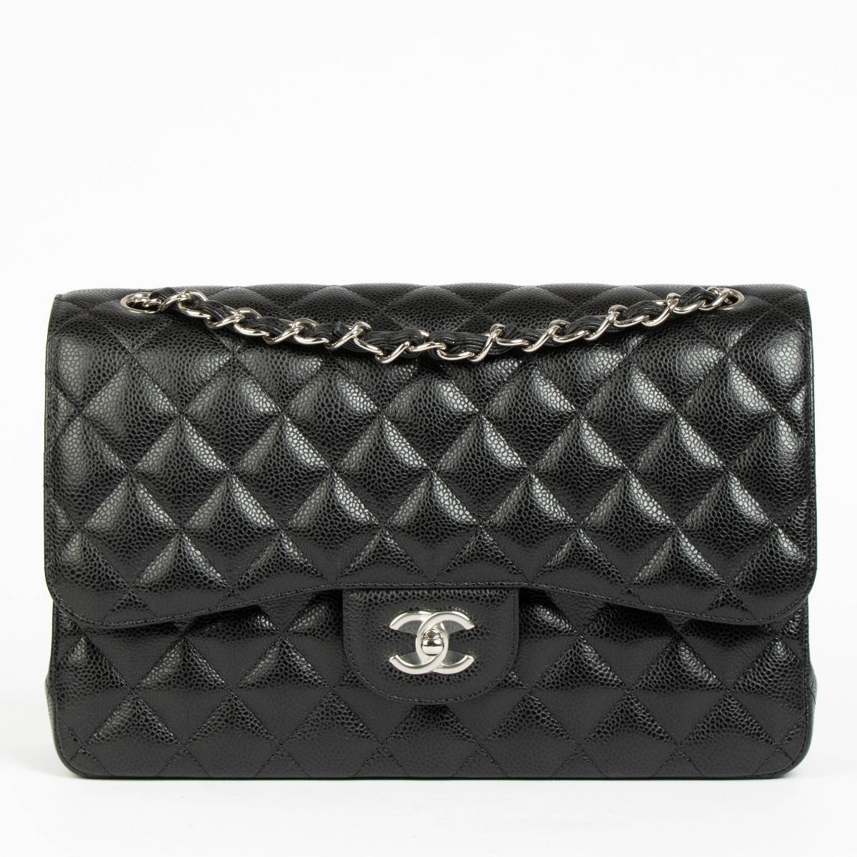 Authentic Chanel Black Caviar Large/Jumbo Classic Bag on Labellov.com