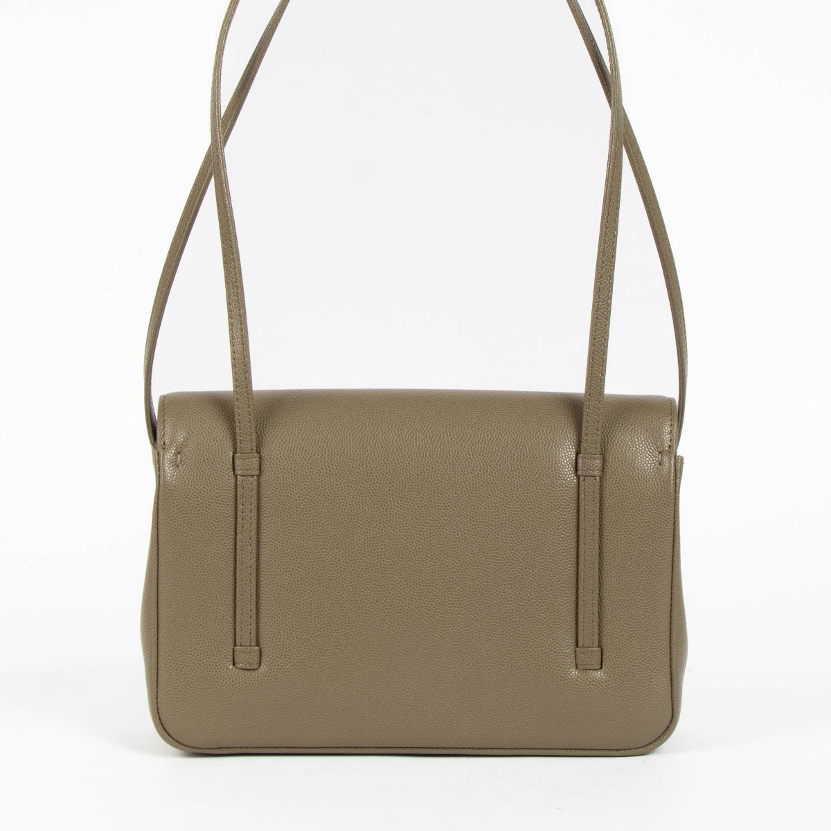 Sac à rabat Chanel Preppy Coco en Caviar kaki, petite taille