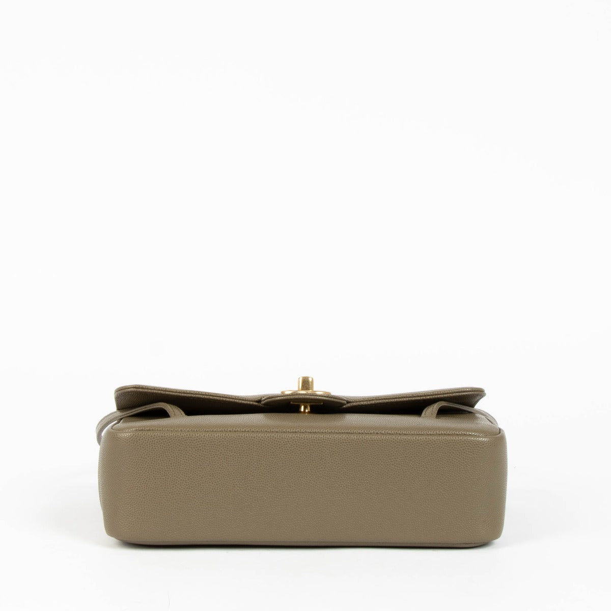 Sac à rabat Chanel Preppy Coco en Caviar kaki, petite taille