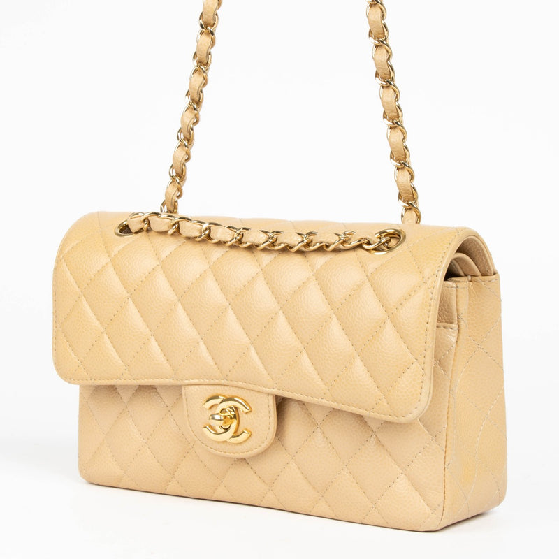 Chanel Beige Caviar Kleine Klassieke Tas