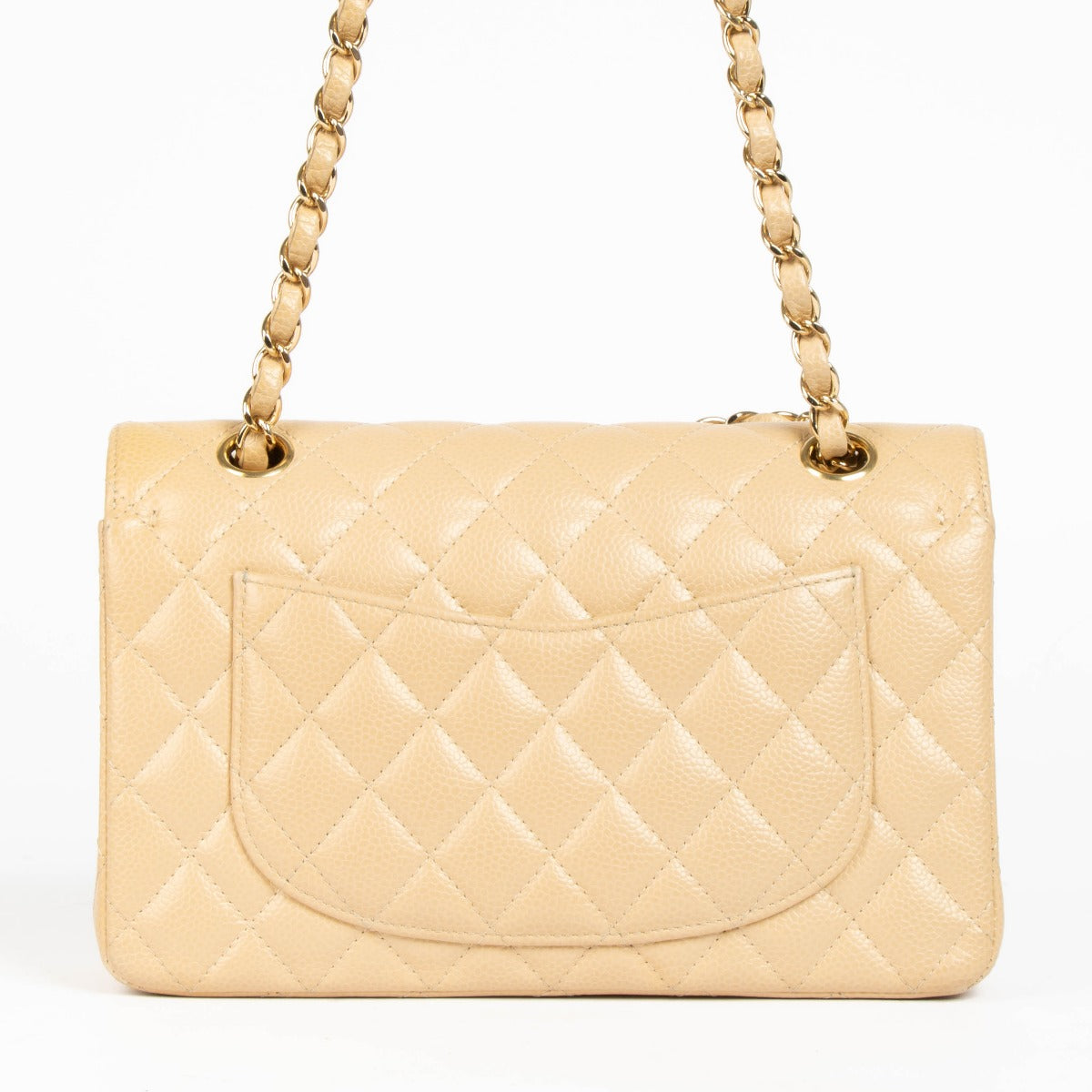 Sac classique Chanel beige caviar petit modèle