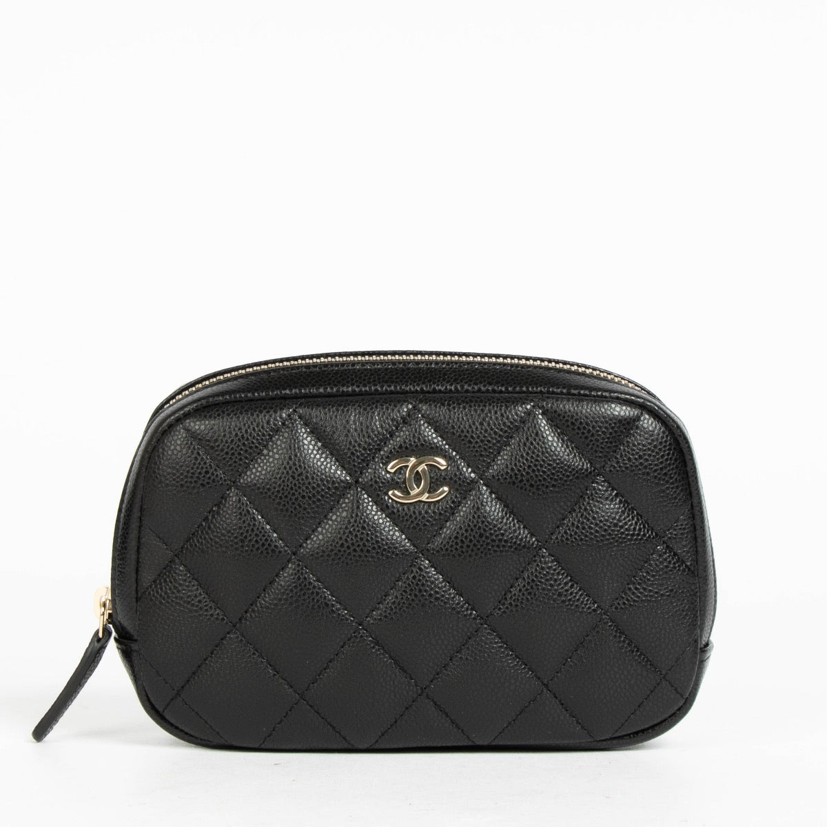 Authentic pre-loved Chanel Black Caviar Quilted Small Cosmetic Pouch on Labellov.com