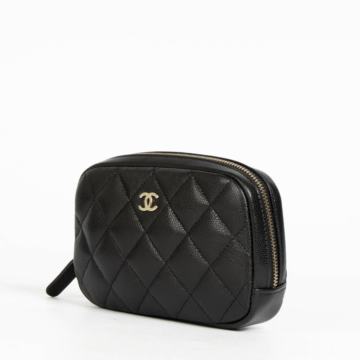 Authentic pre-loved Chanel Black Caviar Quilted Small Cosmetic Pouch on Labellov.com