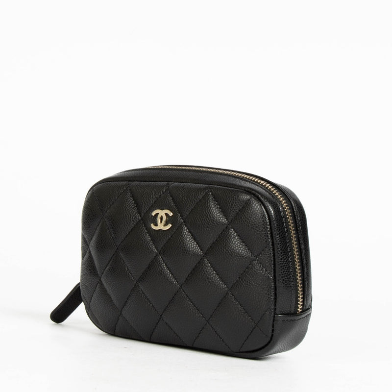 Authentic pre-loved Chanel Black Caviar Quilted Small Cosmetic Pouch on Labellov.com