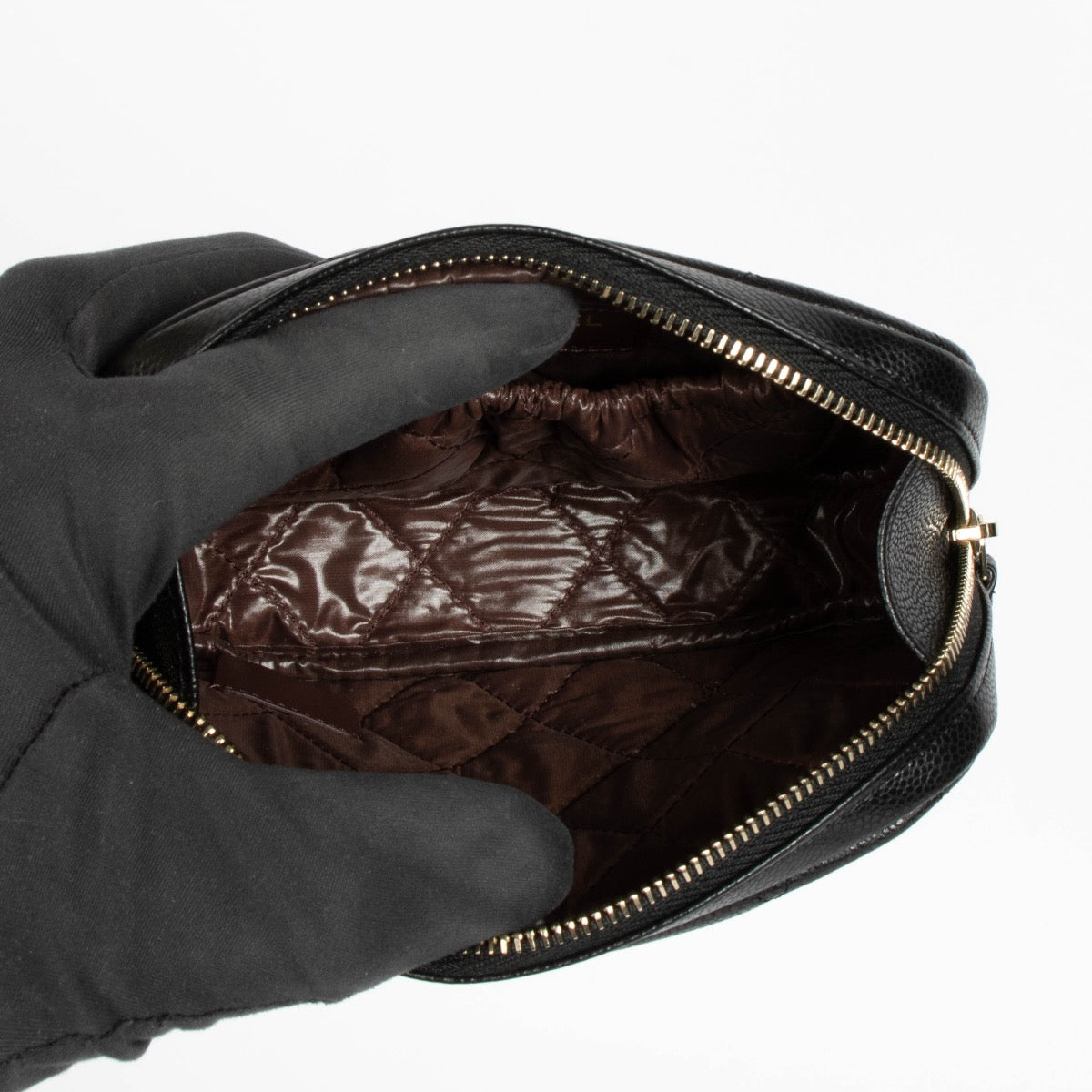 Authentic pre-loved Chanel Black Caviar Quilted Small Cosmetic Pouch on Labellov.com