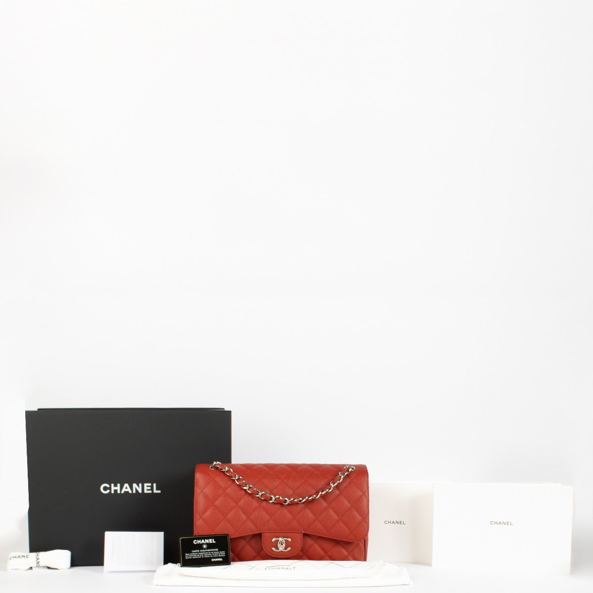 Chanel Rode Caviar Grote Klassieke Handtas