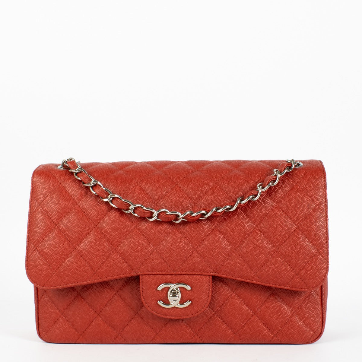 Chanel Rode Caviar Grote Klassieke Handtas