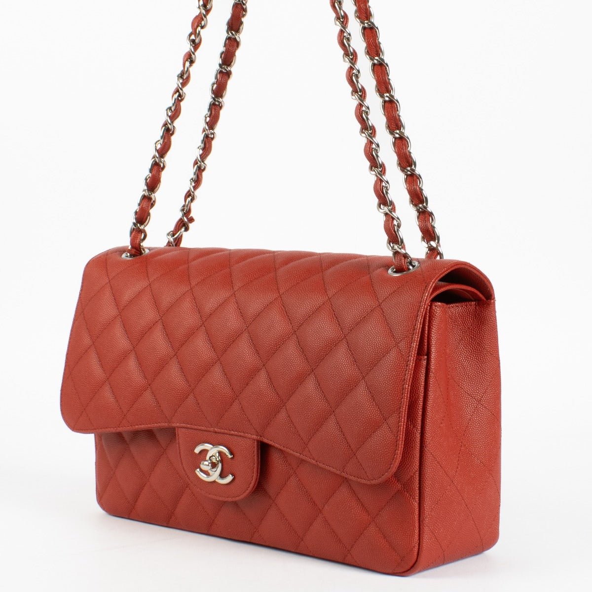 Chanel Rode Caviar Grote Klassieke Handtas