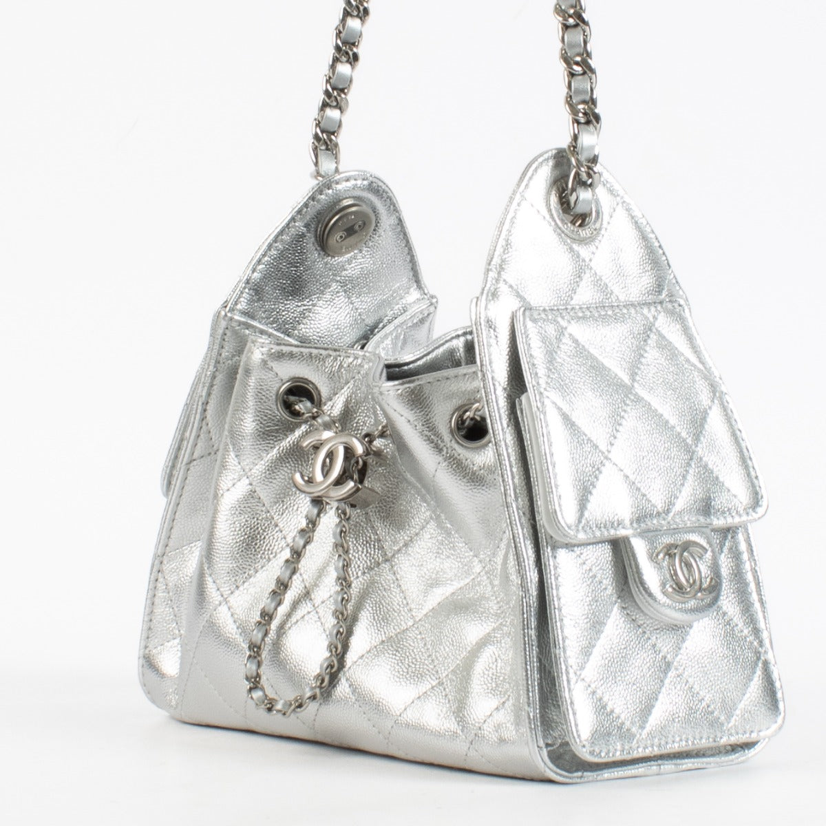 Chanel Metallic Zilveren Chanel 25 Mini Tas