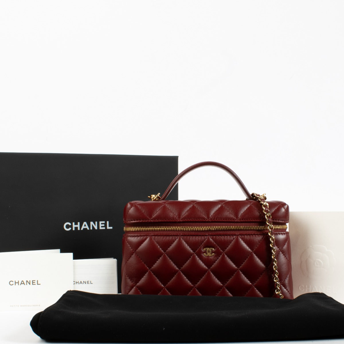 Chanel Bordeaux Lambskin Classic Vanity with Chain