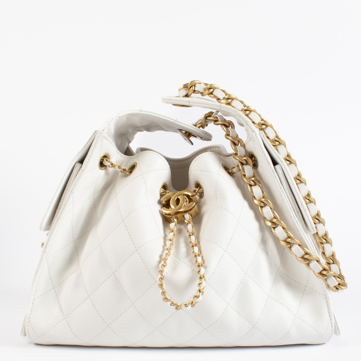 Chanel White Caviar Small Chanel 25 Bag