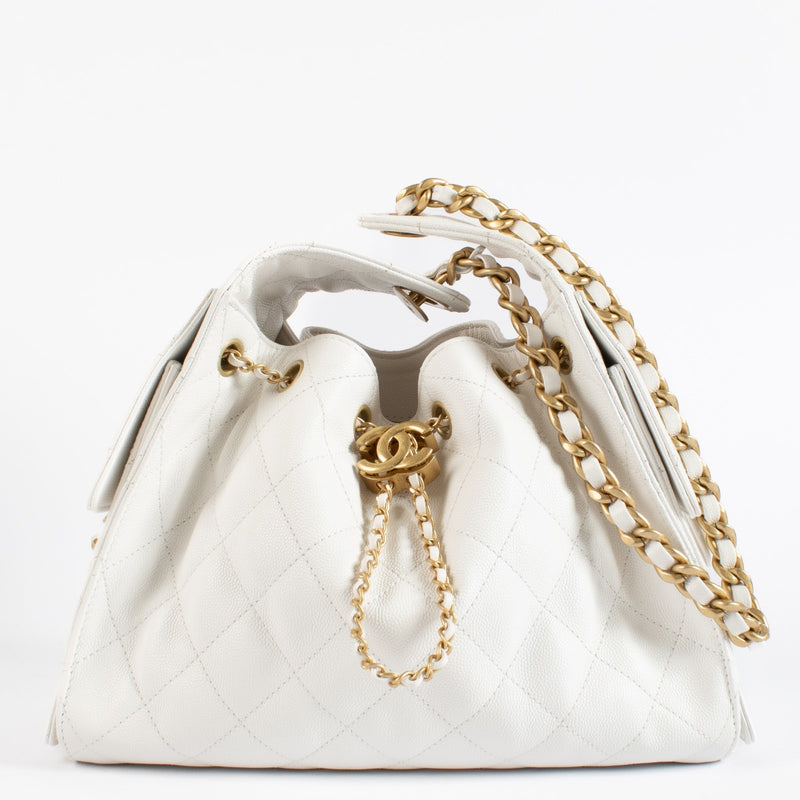 Chanel White Caviar Small Chanel 25 Bag