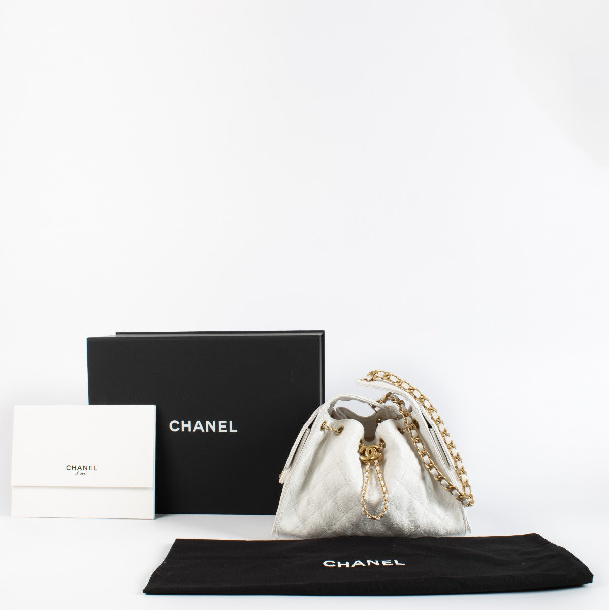 Chanel White Caviar Small Chanel 25 Bag