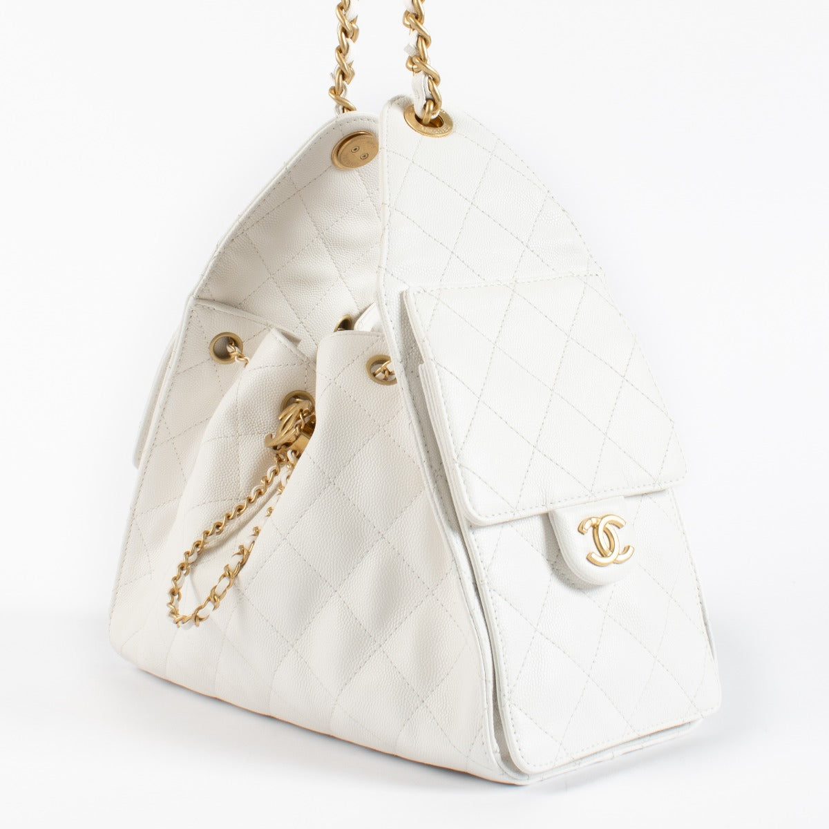 Chanel White Caviar Small Chanel 25 Bag