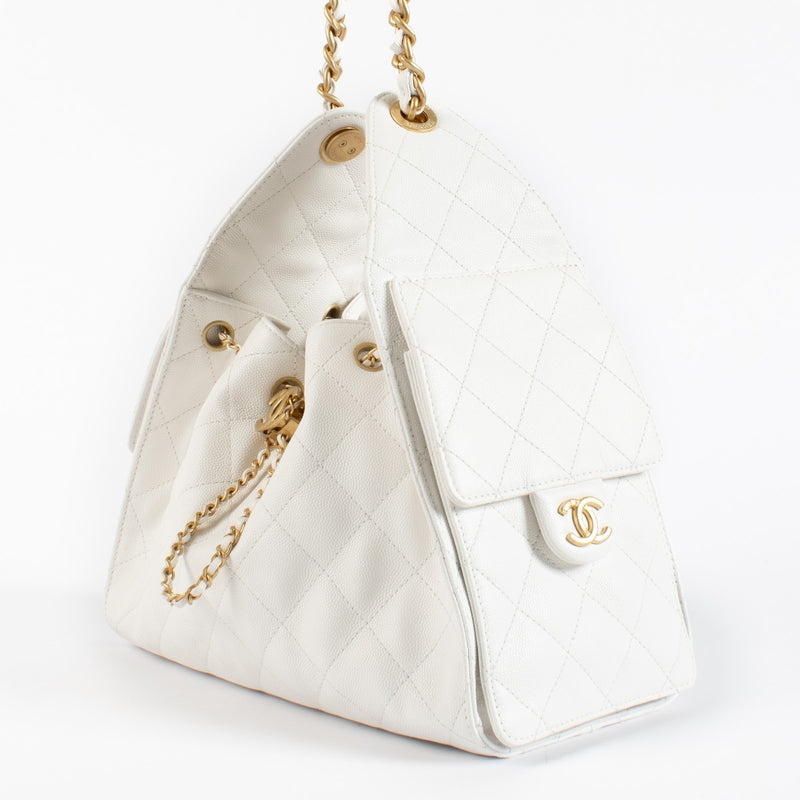Chanel White Caviar Small Chanel 25 Bag