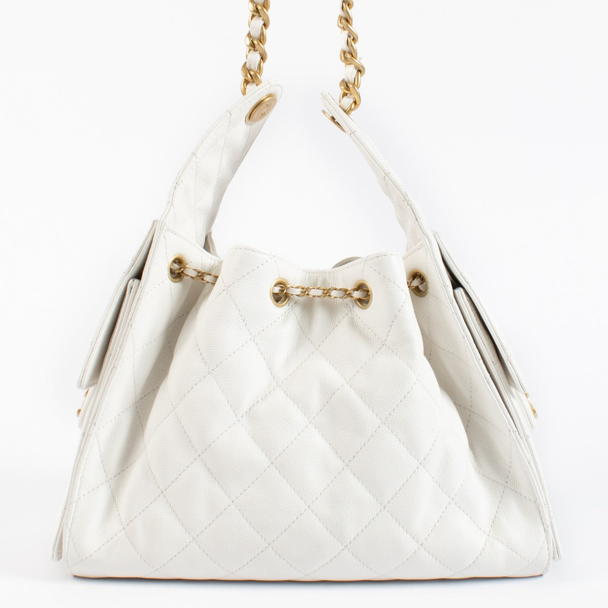 Chanel White Caviar Small Chanel 25 Bag