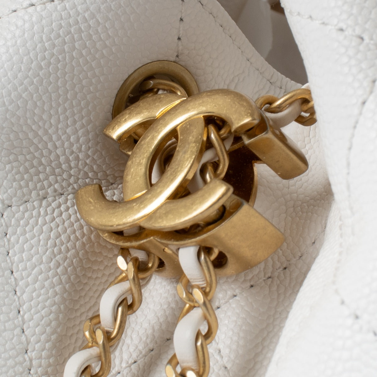Chanel White Caviar Small Chanel 25 Bag