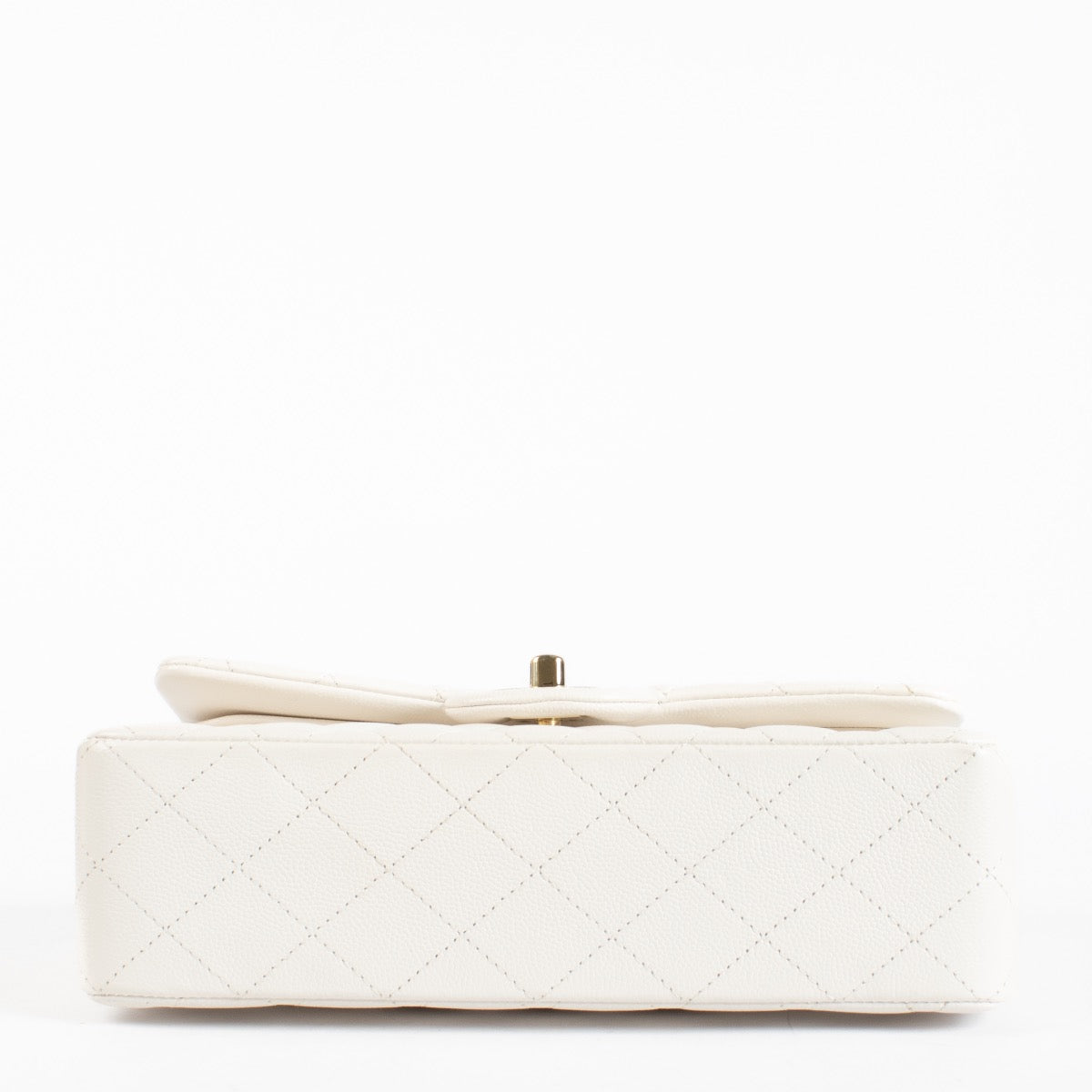 Chanel White Shiny Caviar Small Classic Flap Bag