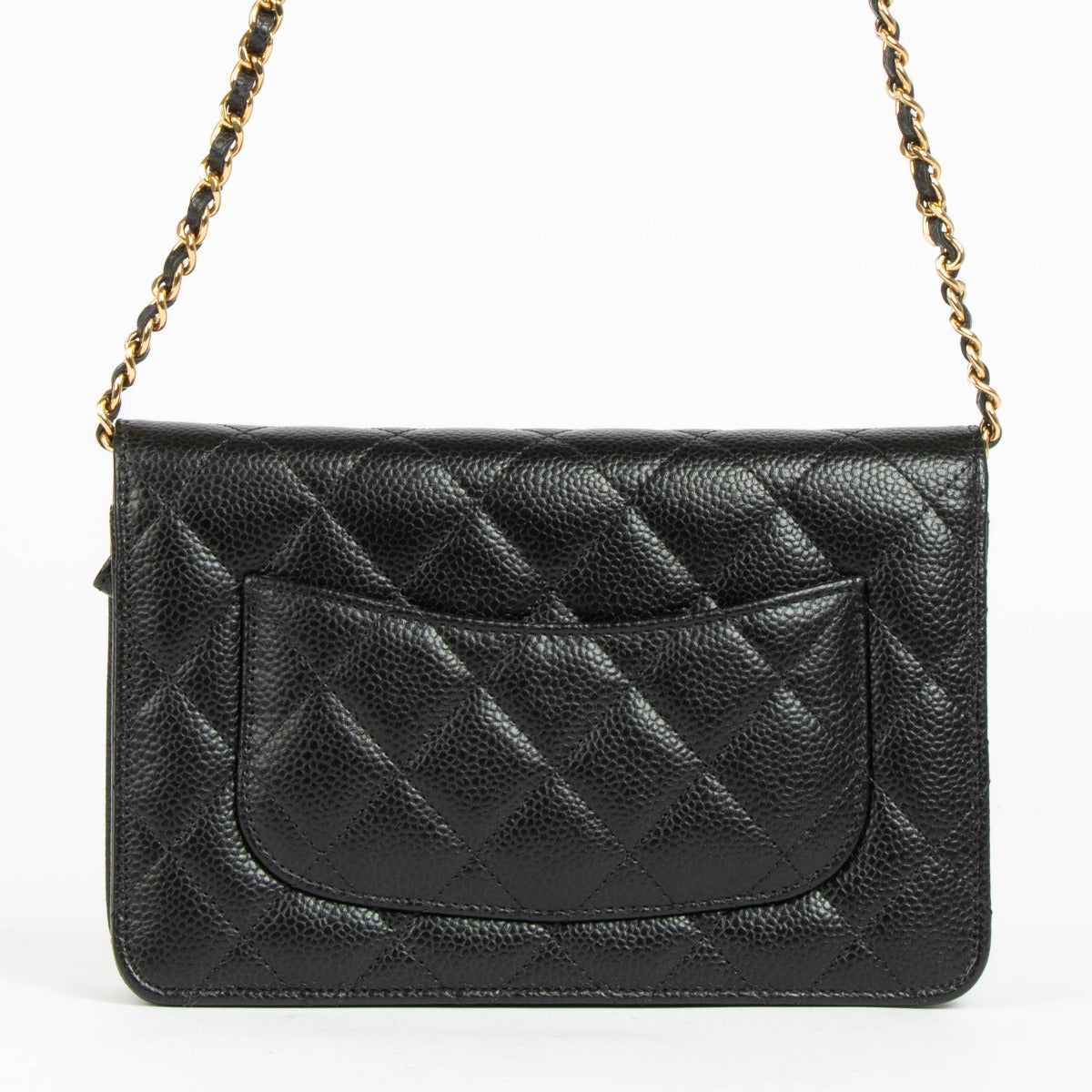 Authentic Chanel Black Caviar Wallet On Chain on Labellov.com