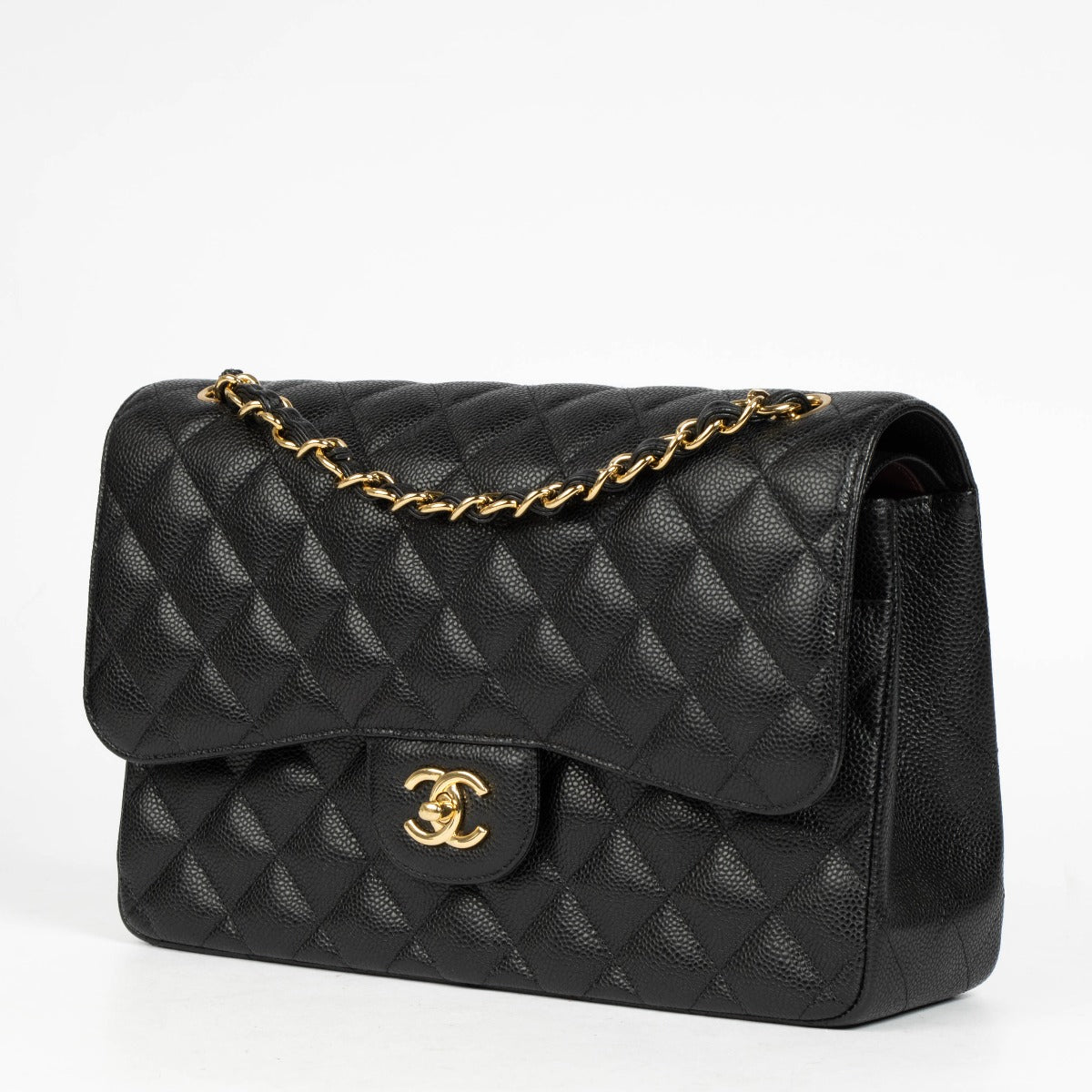 Authentic pre-loved Chanel Black Caviar Large / Jumbo Classic Bag on Labellov.com