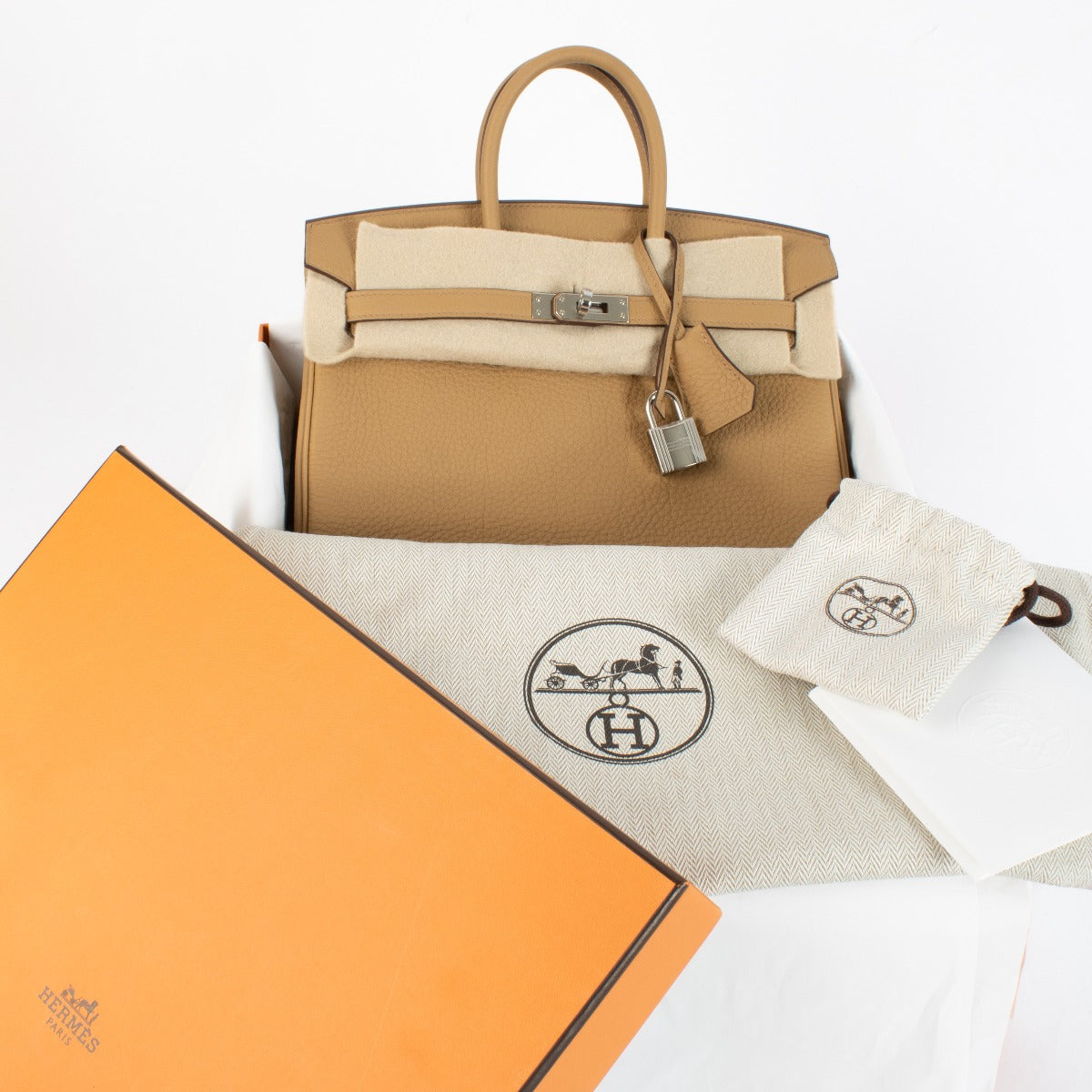 Brand new store fresh 2025 Hermès Birkin 25 Biscuit Togo Palladium Hardware
