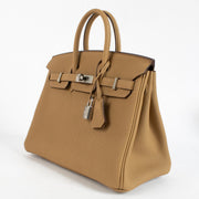Brand new store fresh 2025 Hermès Birkin 25 Biscuit Togo Palladium Hardware