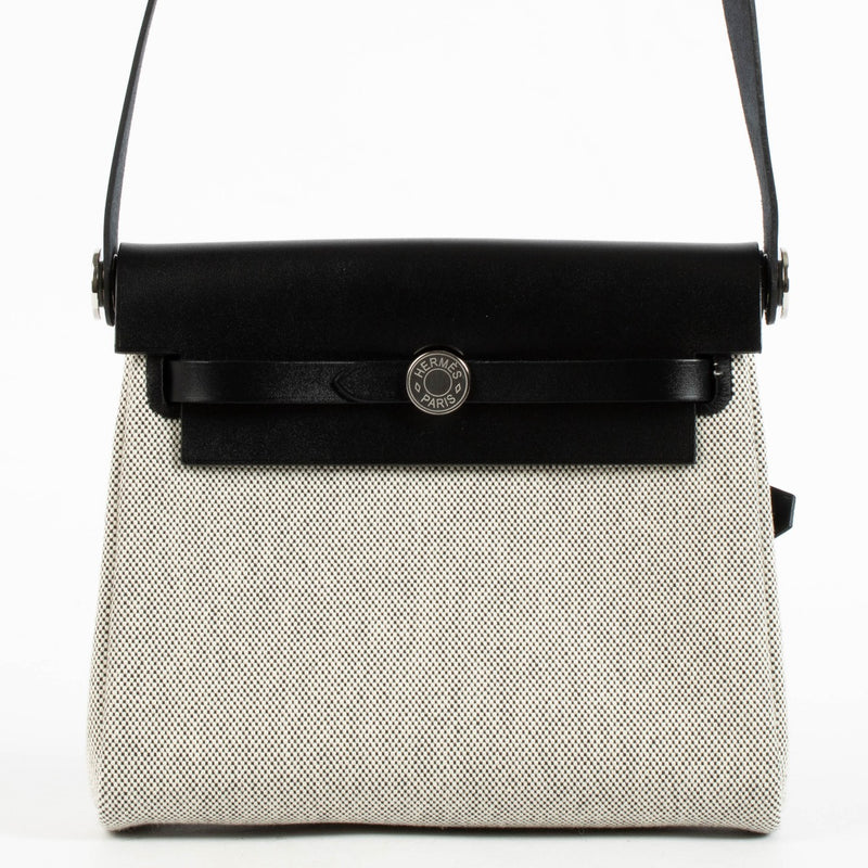 Hermès Herbag Zip 20 Mini Ecru/Zwart Toile H Viking/Hunter PHW