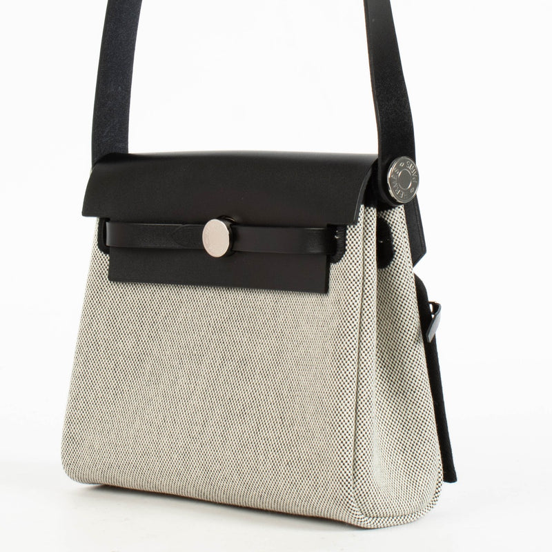 Hermès Herbag Zip 20 Mini Ecru/Zwart Toile H Viking/Hunter PHW