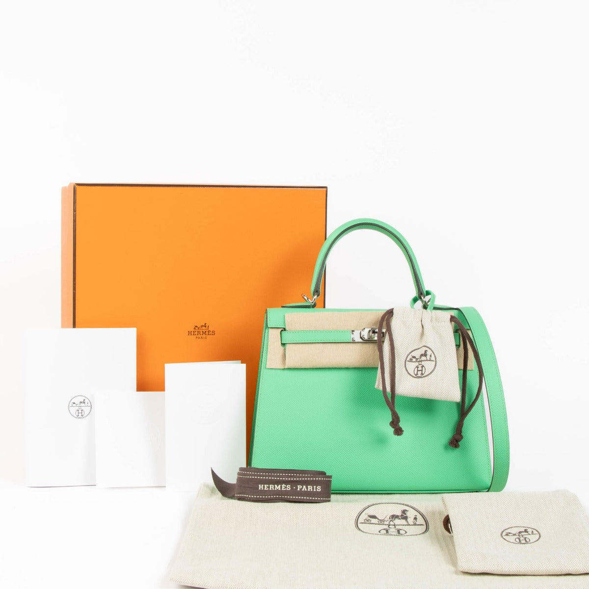 Hermès Kelly 25 Vert Comics Epsom PHW