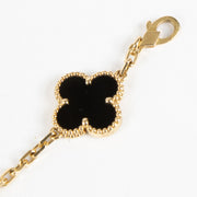 Authentic Van Cleef & Arpels Vintage Alhambra bracelet in 18 K yellow gold with five onyx motifs at Labellov.com.