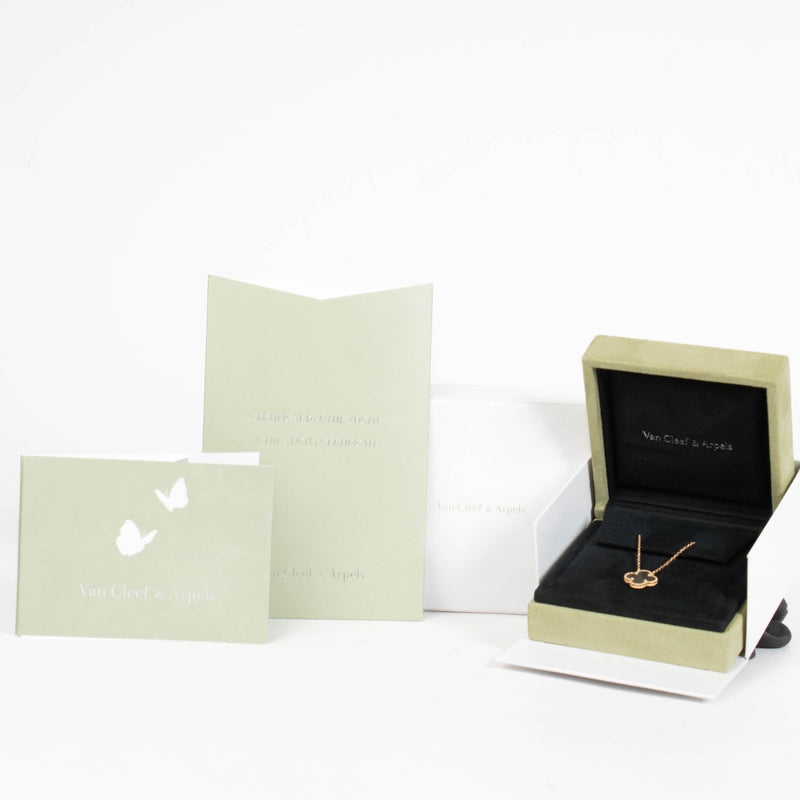 Authentic pre-loved Van Cleef & Arpels Mother-of-Pearl/Rose Gold Vintage Alhambra Necklace on Labellov.com