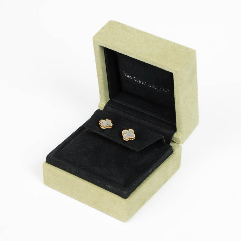Shop this authentic Van Cleef & Arpels Sweet Alhambra Mother Of Pearl 18K Yellow Gold Earrings pre-loved on Labellov.com
