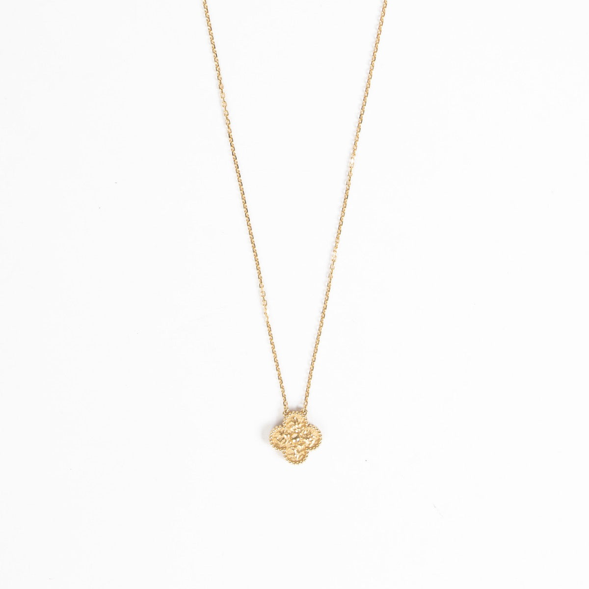 Shop this 100% authentic Van Cleef & Arpels Vintage Alhambra Hammered Yellow Gold Necklace at Labellov.com