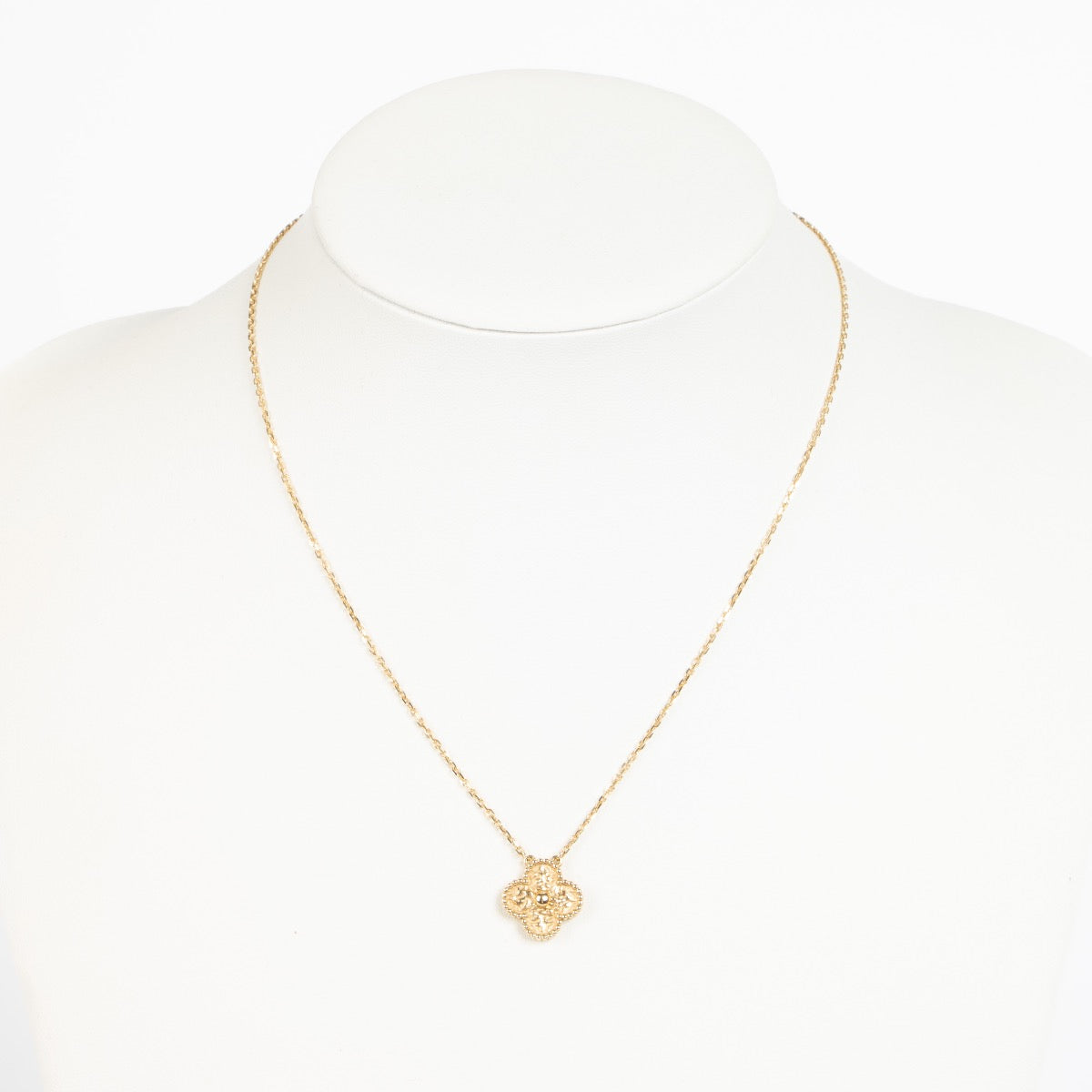 Shop this 100% authentic Van Cleef & Arpels Vintage Alhambra Hammered Yellow Gold Necklace at Labellov.com