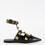 authentic preloved Valentino Garavani Black Roman Stud Flats on Labellov.com