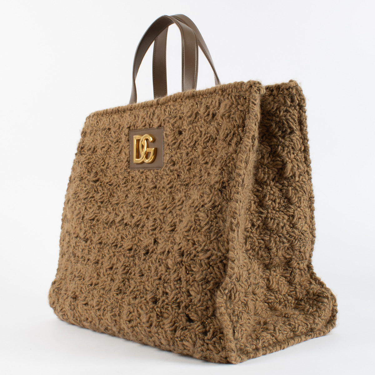 Dolce & Gabbana Bruine Gebreide Grote Beatrice Tote Bag