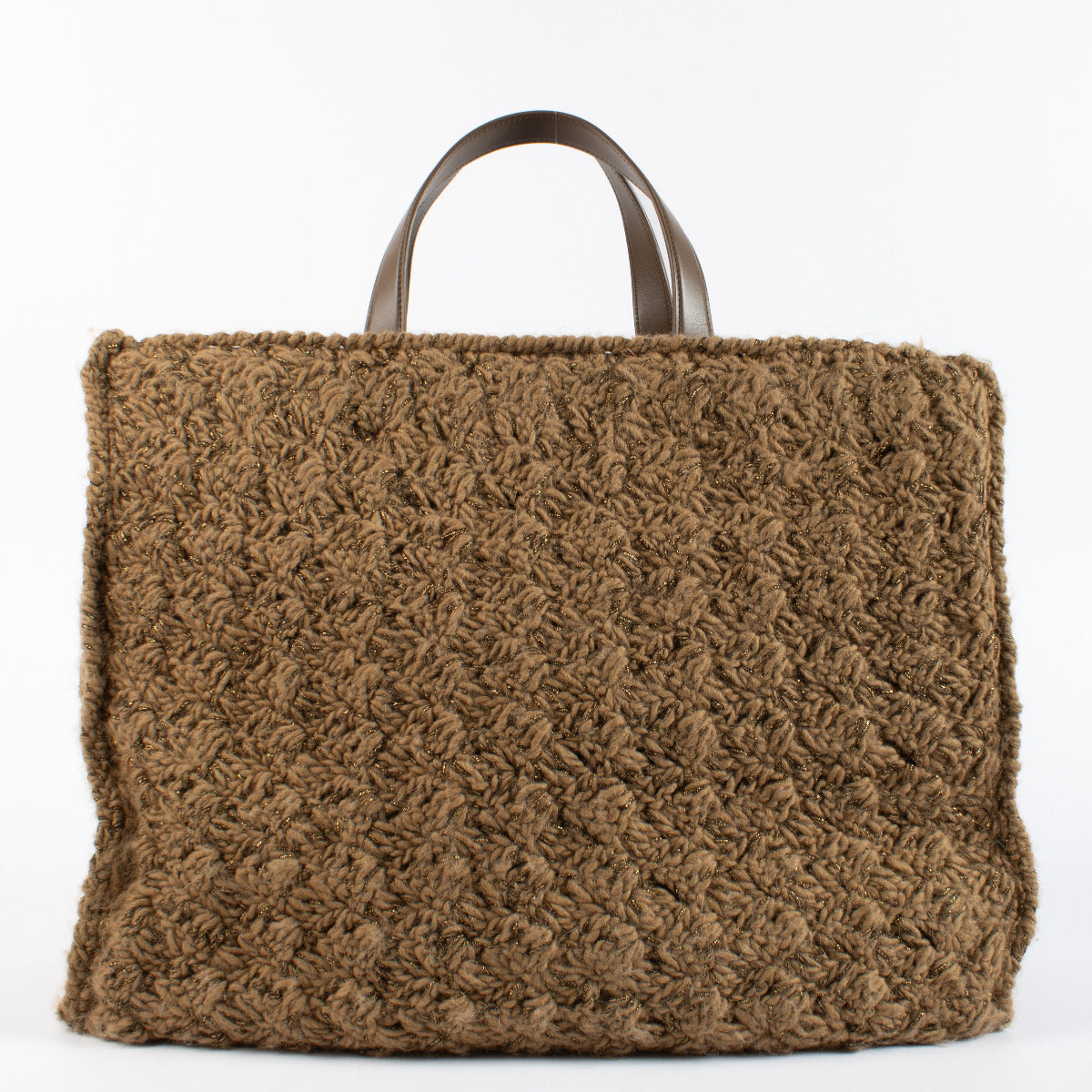 Dolce & Gabbana Bruine Gebreide Grote Beatrice Tote Bag