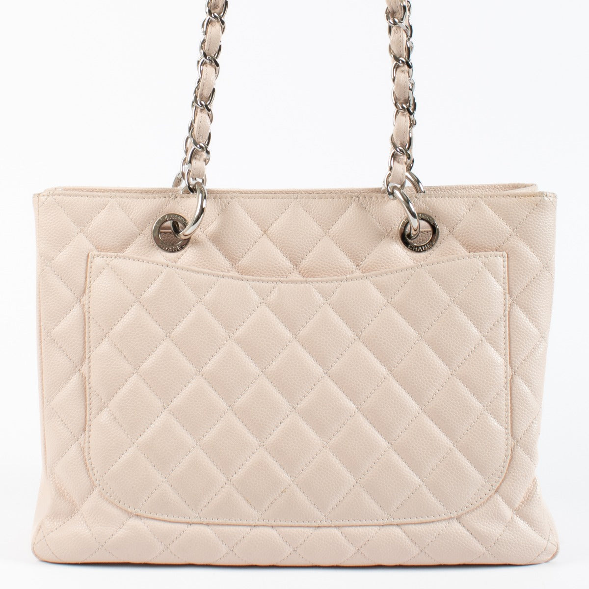 Authentic pre-loved Chanel Pale Pink Grand Shopping Tote Bag on Labellov.com