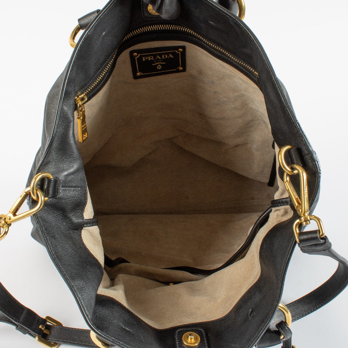 authentic vintage Prada Black Leather Tote Bag on Labellov.com