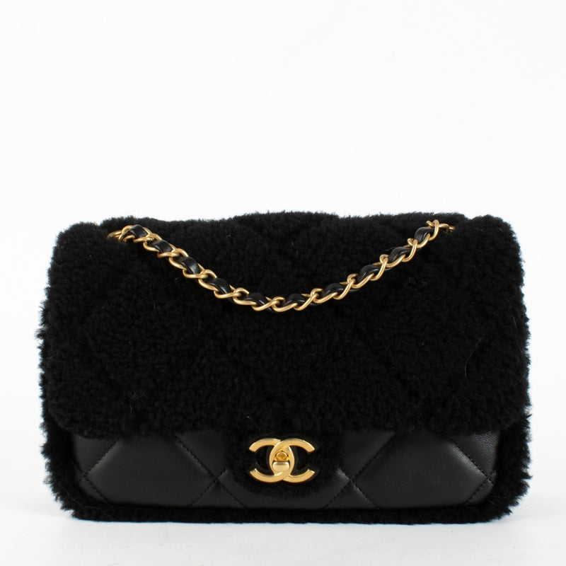 Chanel Black Shearling Flap Bag 2025 Collection at Labellov.com