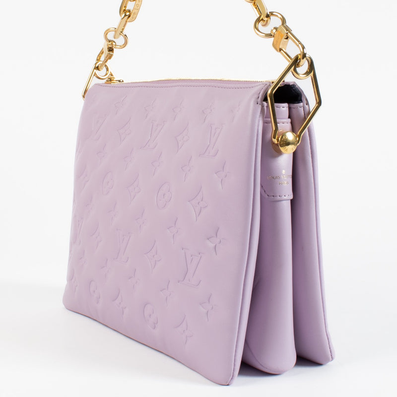 shop 100% authentic second hand Louis Vuitton Purple Monogram Embossed Lambskin Coussin PM on Labellov.com
