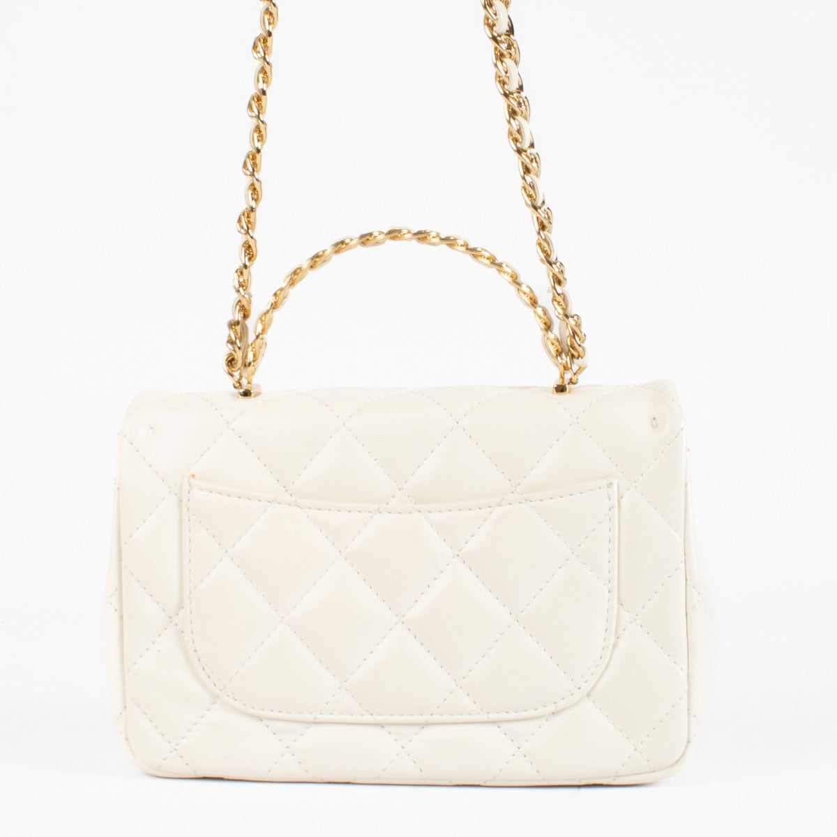 shop 100% authentic second hand Chanel Off White Quilted Lambskin Mini Top Handle Bag on Labellov.com