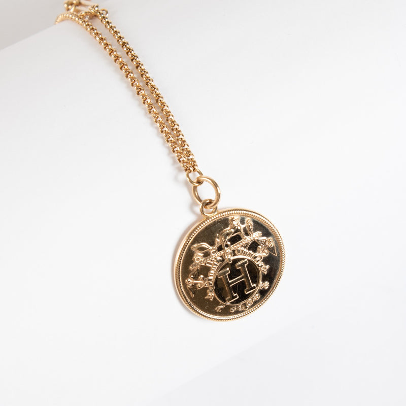 Hermès Rose Gold Ex-Libris Necklace Medium Model