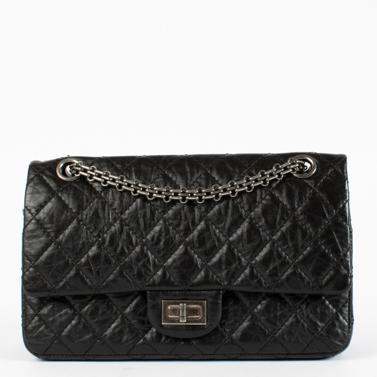 Chanel Black Aged Calfskin Medium 2.55 Bag