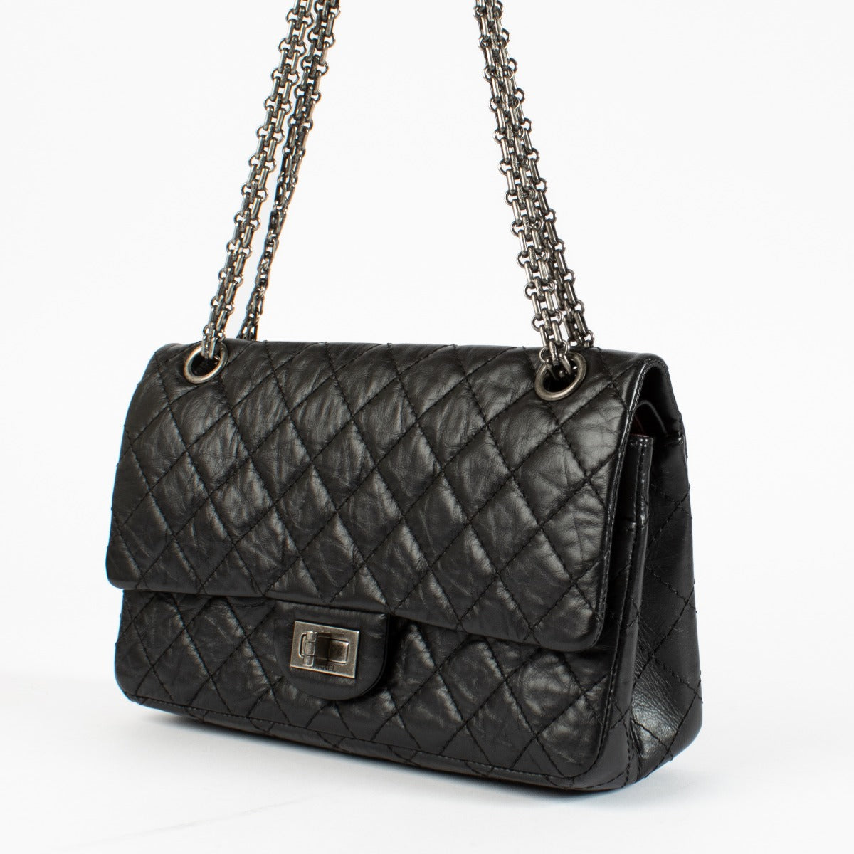 Chanel Black Aged Calfskin Medium 2.55 Bag