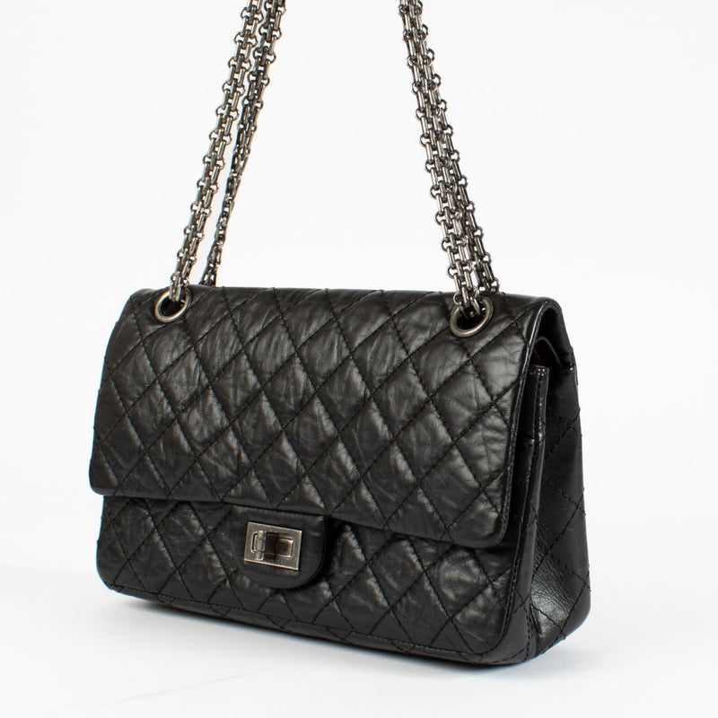 Chanel Black Aged Calfskin Medium 2.55 Bag