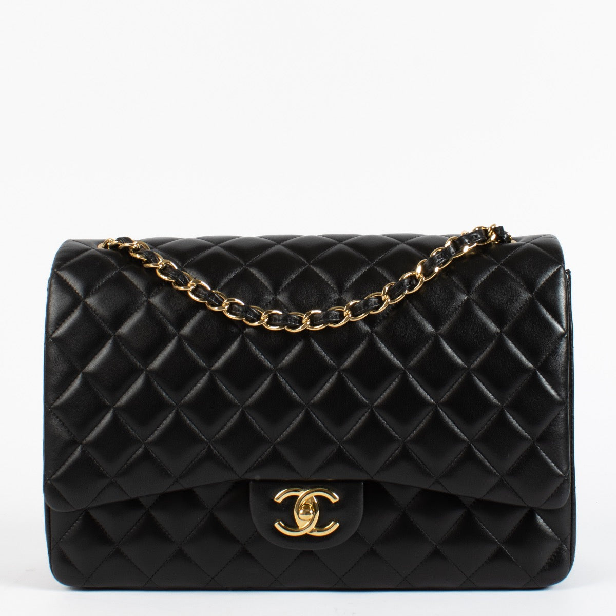 Sac à main Chanel Maxi Classic en agneau noir