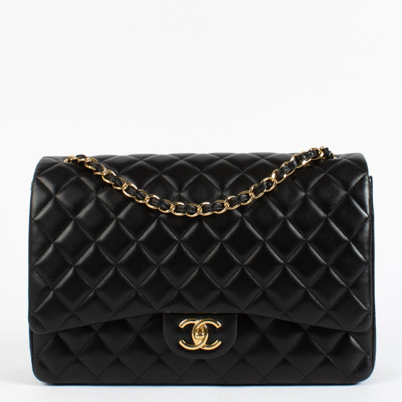 Chanel Black Lambskin Maxi Classic Handbag