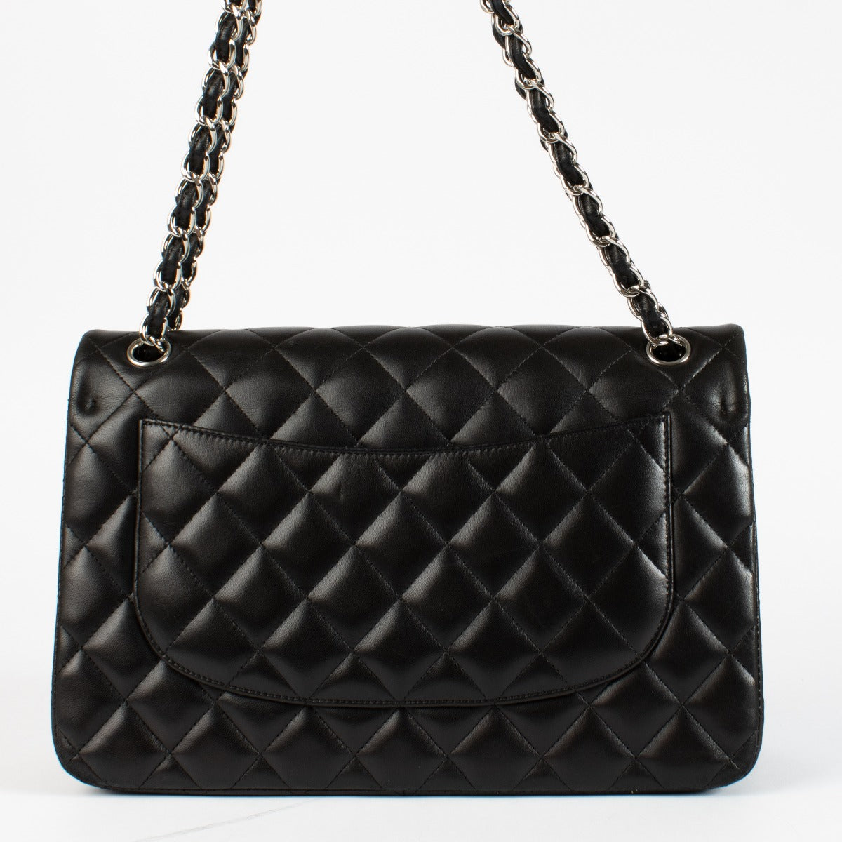 Chanel Zwarte Lamsleren Grote Klep/Jumbo Classic Tas
